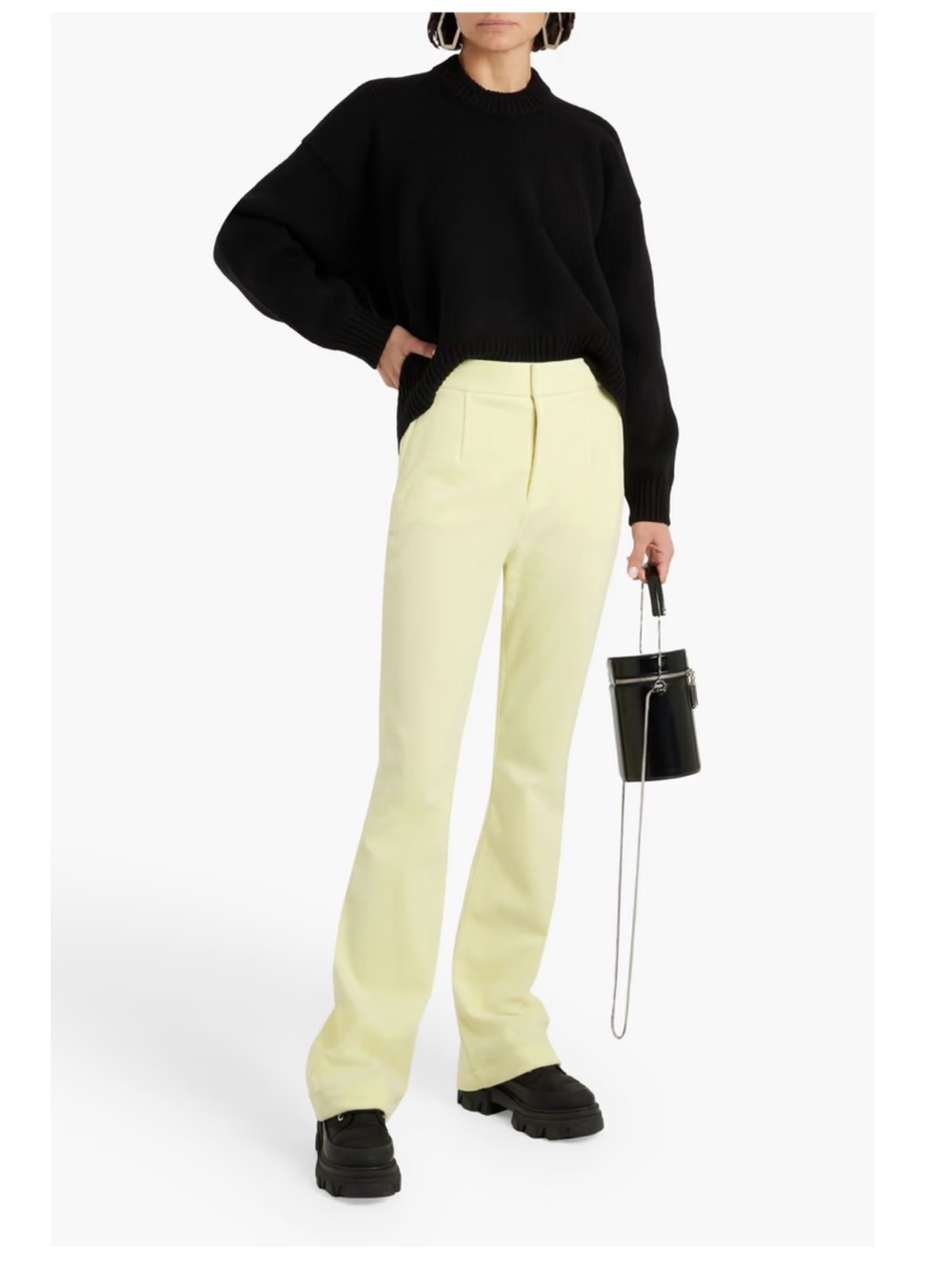 ALEXANDER WANG Cotton-blend chenille bootcut pants
Pastel yellow Size US 0